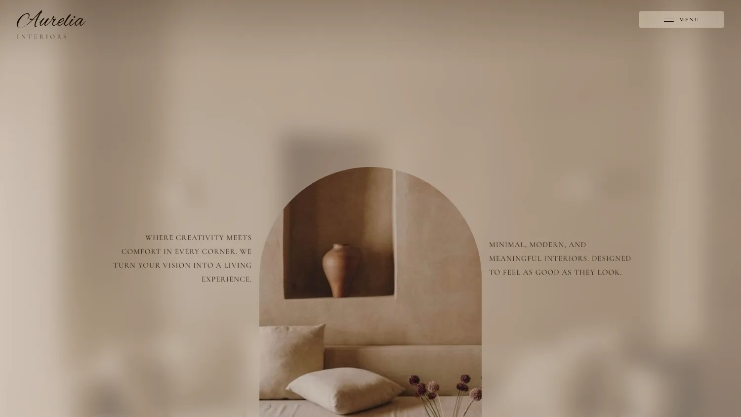 Aurelia Interiors — Interiors / Editorial. Home page of the live site.