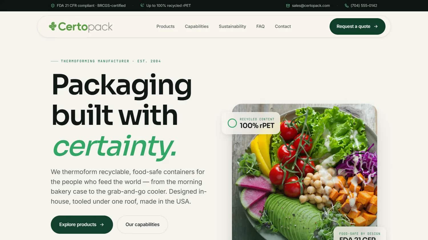 CertoPack — Industrial / Packaging. Home page of the live site.