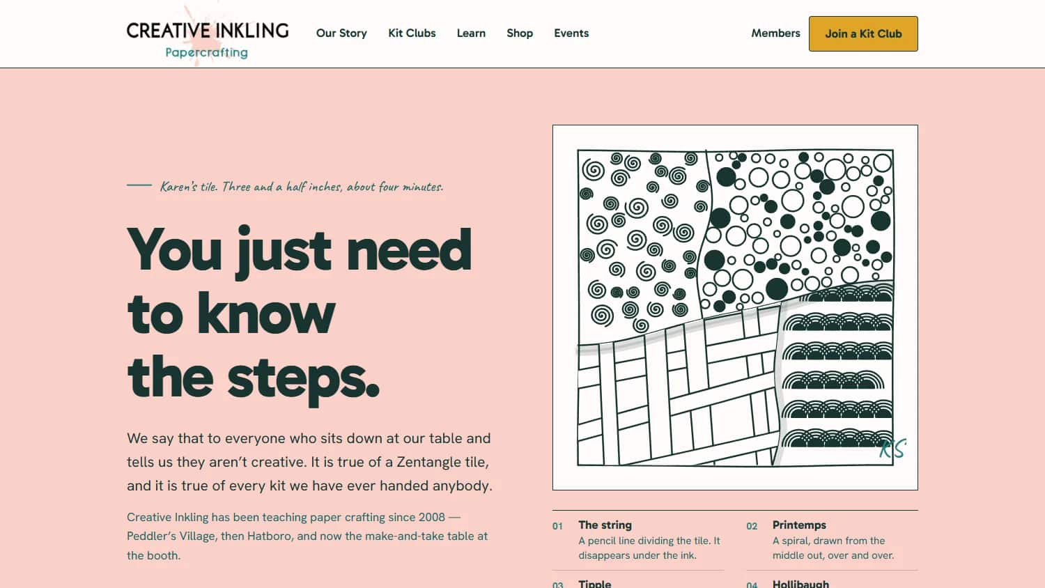 Creative Inkling — Education / Community. Home page of the live site.